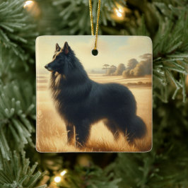 Belgisk vallhund julgransprydnad keramik