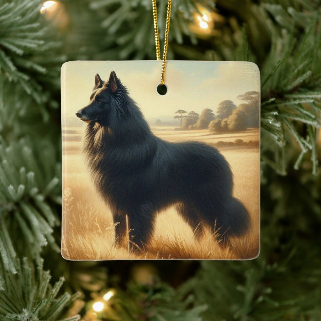 Belgisk vallhund julgransprydnad keramik (Träd)