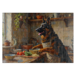 Belgisk vallhund lagar mat i kök