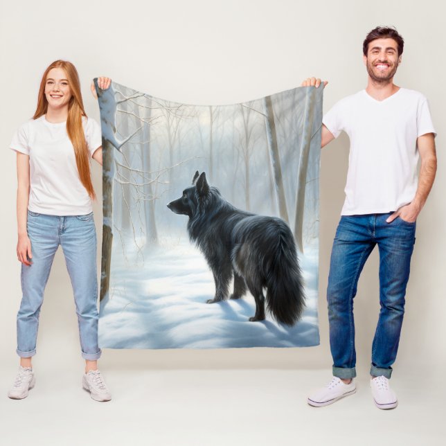 Belgisk vallhund Låt det snöa jul Fleecefilt (På plats)