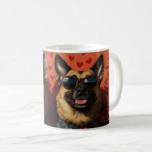 Belgisk vallhund med hjärtrusor Alla hjärtans dag Kaffemugg
