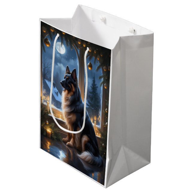 Belgisk vallhund med julbelysning firande (Framsidan Vinklad)
