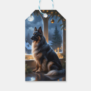 Belgisk vallhund med julbelysning firande presentetikett