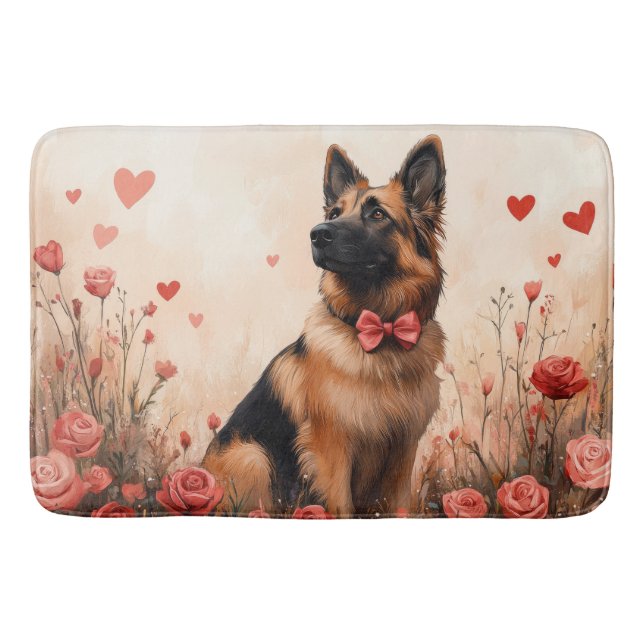 Belgisk vallhund med rosor - Alla hjärtans dag Badrumsmatta (Framsidan)