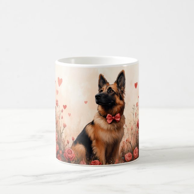 Belgisk vallhund med rosor - Alla hjärtans dag Kaffemugg (Center)