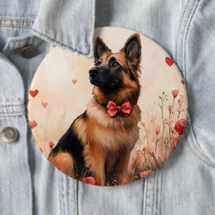 Belgisk vallhund med rosor - Alla hjärtans dag Knapp