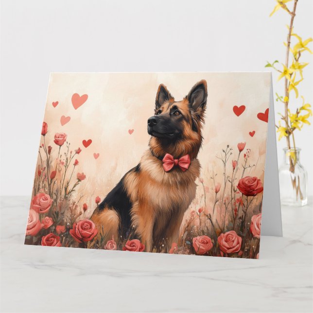 Belgisk vallhund med rosor - Alla hjärtans dag Kort (Gul blomma)