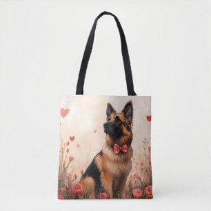 Belgisk vallhund med rosor - Alla hjärtans dag Tygkasse