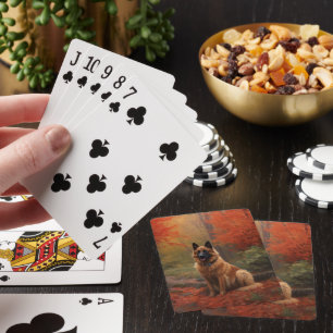 Belgisk vallhund på höstlöv Fall Inspirerar Casinokort