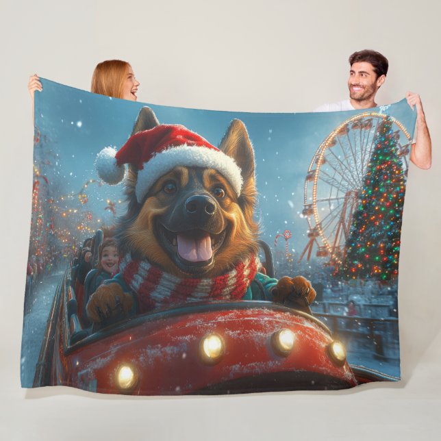 Belgisk Vallhund Roller Coaster Jul Fleecefilt (På plats)