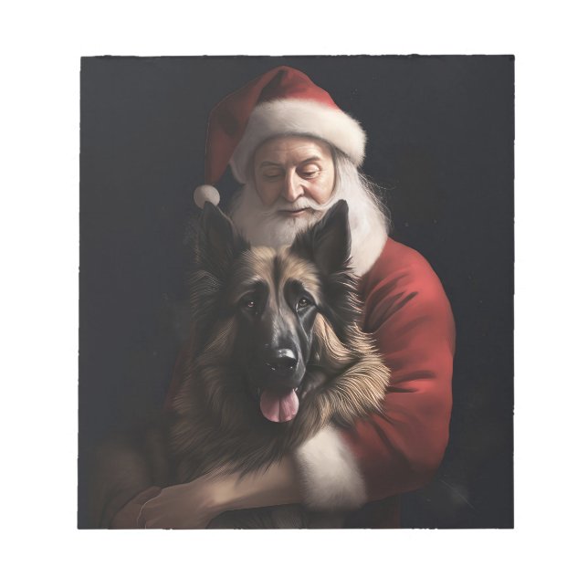 Belgisk vallhund Santa Claus Festive jul Anteckningsblock (Framsida)