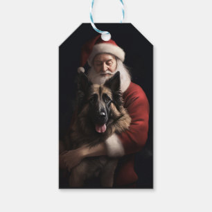 Belgisk vallhund Santa Claus Festive jul Presentetikett