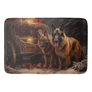 Belgisk Vallhund Snöig Släd Jul Dekoration Badrumsmatta