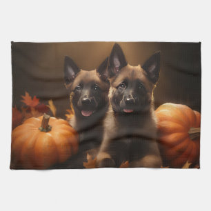 Belgisk vallhund-valp Höstens förtjusning Pumpa Kökshandduk