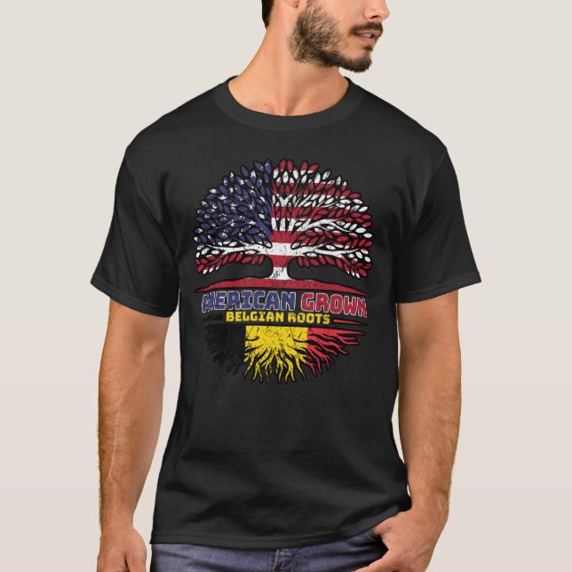 Belgiska amerikanska amerikanska amerikanska ameri t shirt (Framsida)