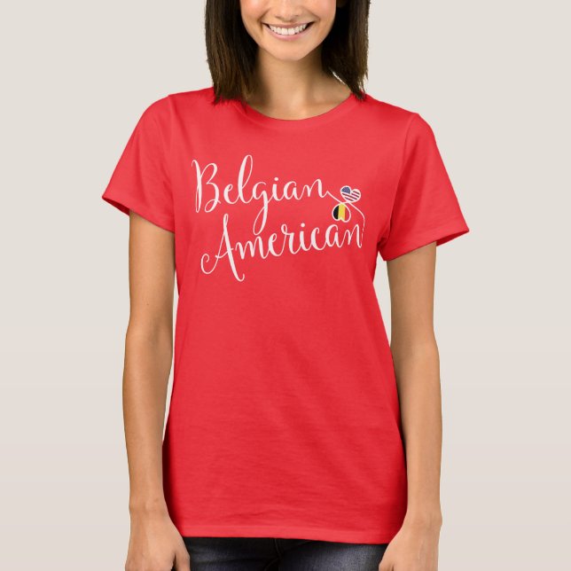 Belgiska amerikanska entwated Hearts Tee Shirt (Framsida)