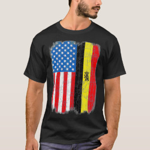 Belgiska amerikanska Flagga Belgien Belgique T Shirt