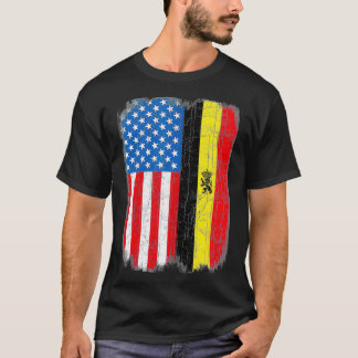 Belgiska amerikanska Flagga Belgien Belgique T Shirt