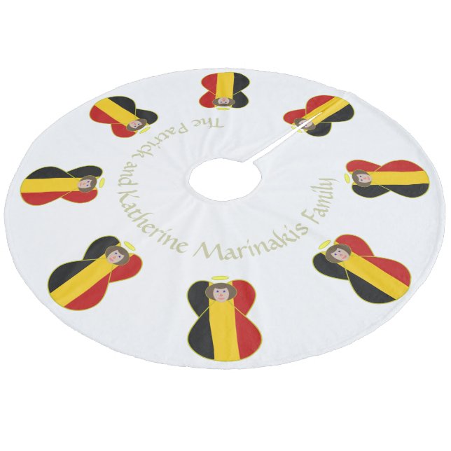 Belgiska Angel-Flagga jul Julgransmatta Fleece (Vinklad)