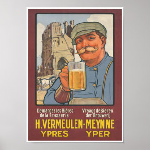 Belgiska Beer Vermeulen Brewery Ypres Flanders Poster