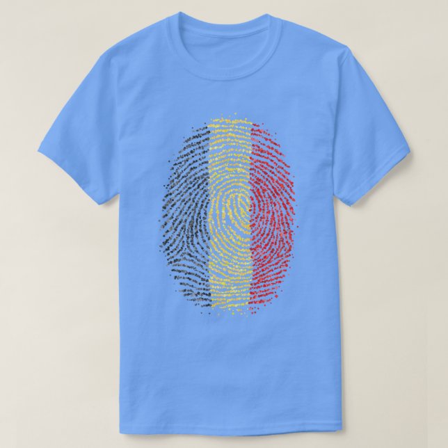 Belgiska belgiska Fingerprint Flagga T Shirt (Design framsida)