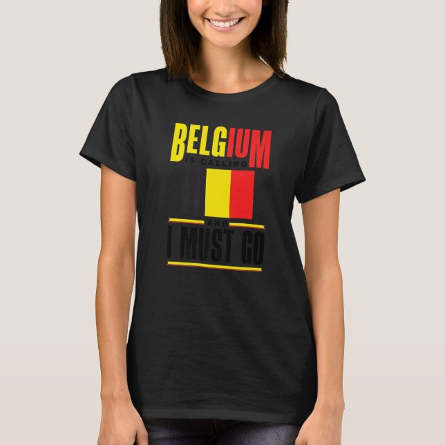 Belgiska belgiska Flagga Belgien T Shirt (Framsida)