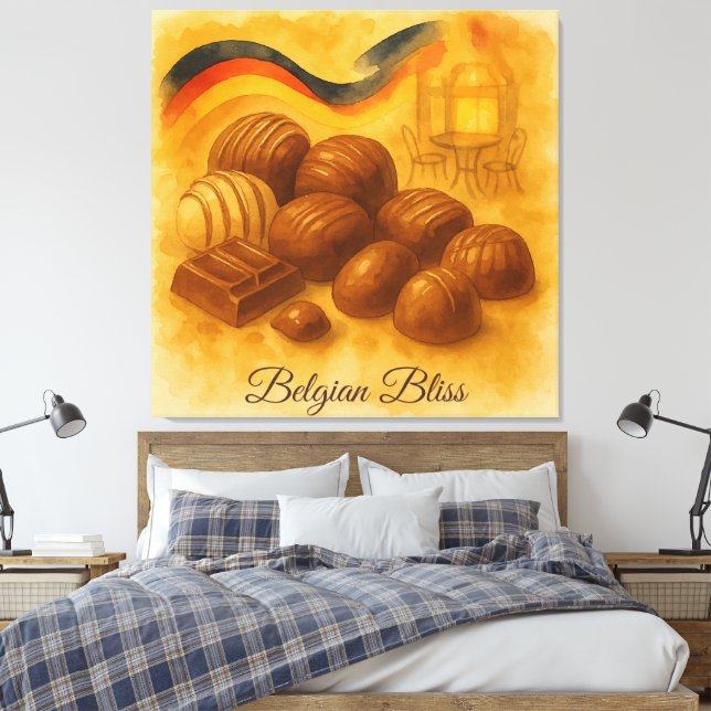 Belgiska bliss - belgisk Chocolate Watercolor Canvastryck (Insitu (sovrum))