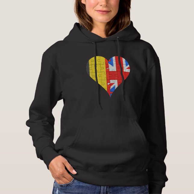 Belgiska British Flagga Heart T Shirt (Framsida)