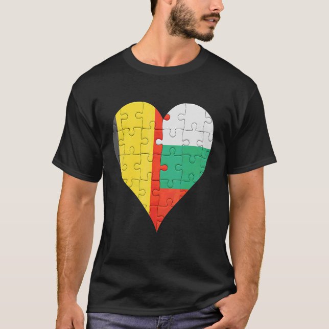 Belgiska bulgariska Flagga Heart T Shirt (Framsida)