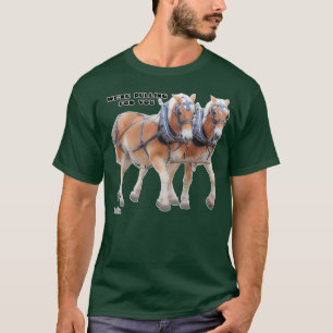 Belgiska Draft Horse Team i Harness T Shirt