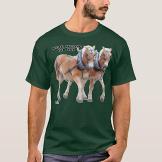 Belgiska Draft Horse Team i Harness T Shirt
