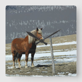 Belgiska draghästen i Paddock Wall Clock Fyrkantig Klocka