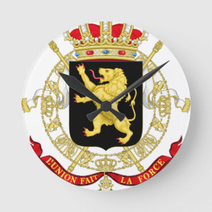 Belgiska Emblem - Jackande av Arm i Belgien Rund Klocka
