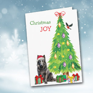 Belgiska fårhund, fågel och Julgran Helgkort