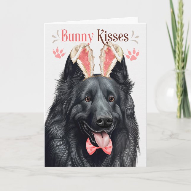 Belgiska fårhunden i Bunny Öron för Påsk Helgkort (Framsida)