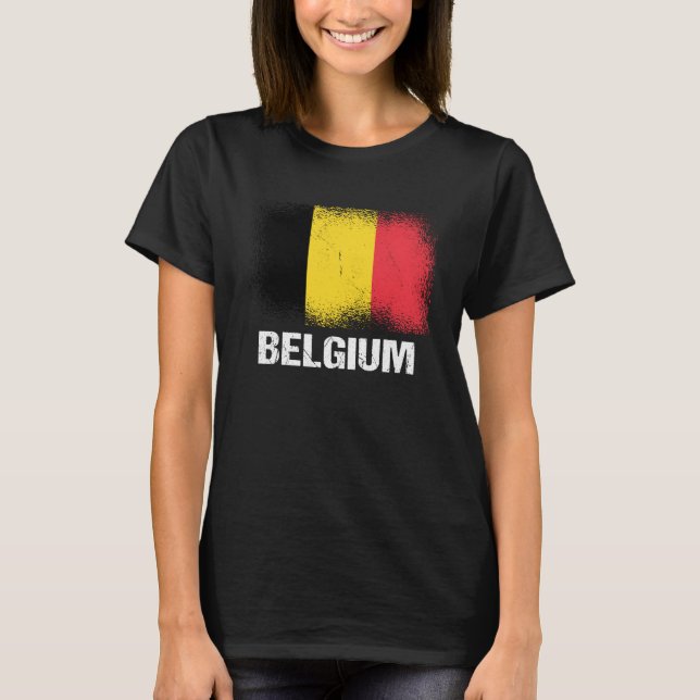 Belgiska Flagga Belgien T Shirt (Framsida)