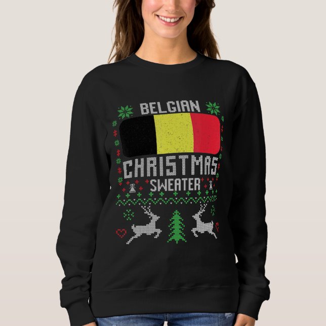 Belgiska Flagga Belgiska julsötare T Shirt (Framsida)