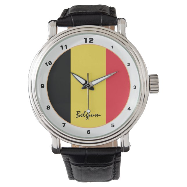 Belgiska Flagga & Belgiska trendiget mode /design Armbandsur (Framsida)