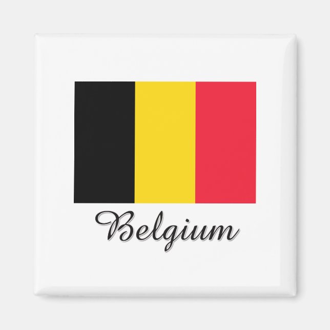 Belgiska Flagga Design Magnet (Framsidan)