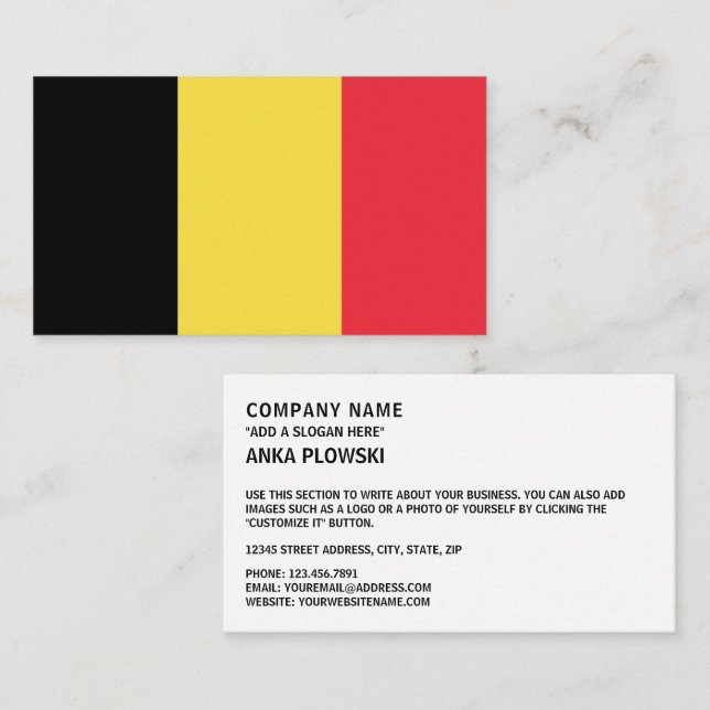 Belgiska Flagga, Flagga Belgien Visitkort (Fram/baksida)