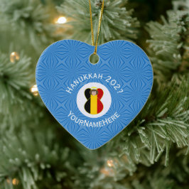 Belgiska Flagga Hanukkah Angel Namn Year Heart Julgransprydnad Keramik
