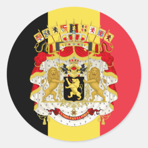 Belgiska Flagga & Jacka av Arm, Belgiens Flagga Runt Klistermärke
