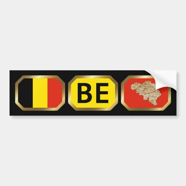 Belgiska Flagga-koden Bumper Sticker Bildekal (Framsidan)