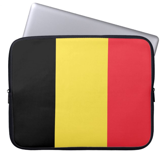 Belgiska Flagga Laptop Fodral (Framsidan)