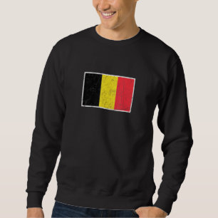 Belgiska Flagga med Vintage Belgiska Färg Lång Ärmad Tröja