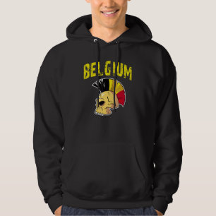Belgiska Flagga Mohawk Skull National Team Support Hoodie