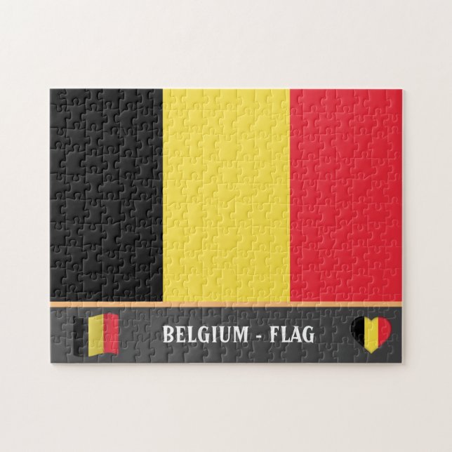 Belgiska Flagga och belgiska land / Belgien Pussel (Horisontell)