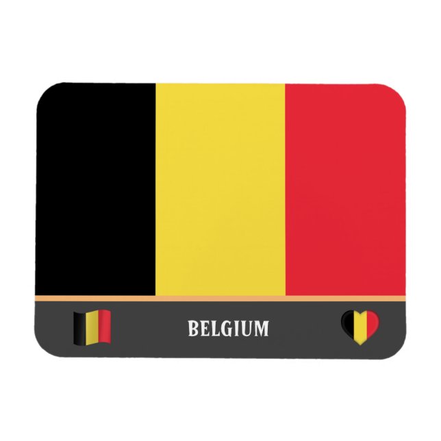 Belgiska Flagga och belgiska land-resor / Belgien Magnet (Horisontell)