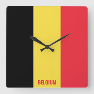 Belgiska Flagga Patriotic Fyrkantig Klocka