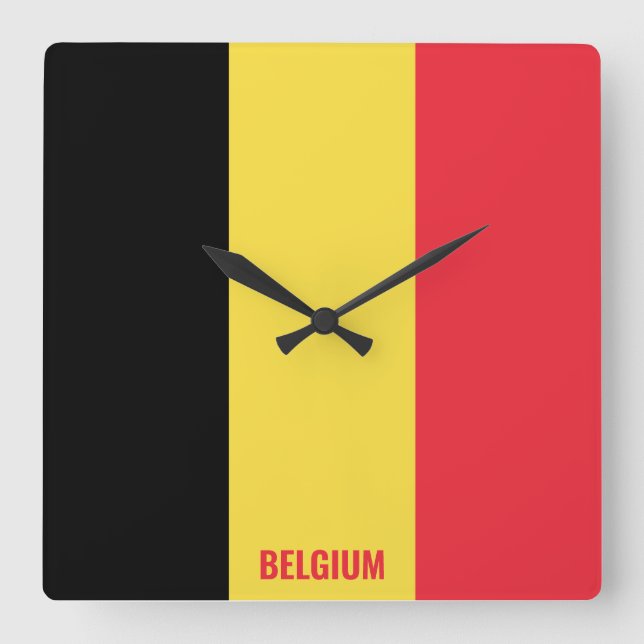 Belgiska Flagga Patriotic Fyrkantig Klocka (Framsida)